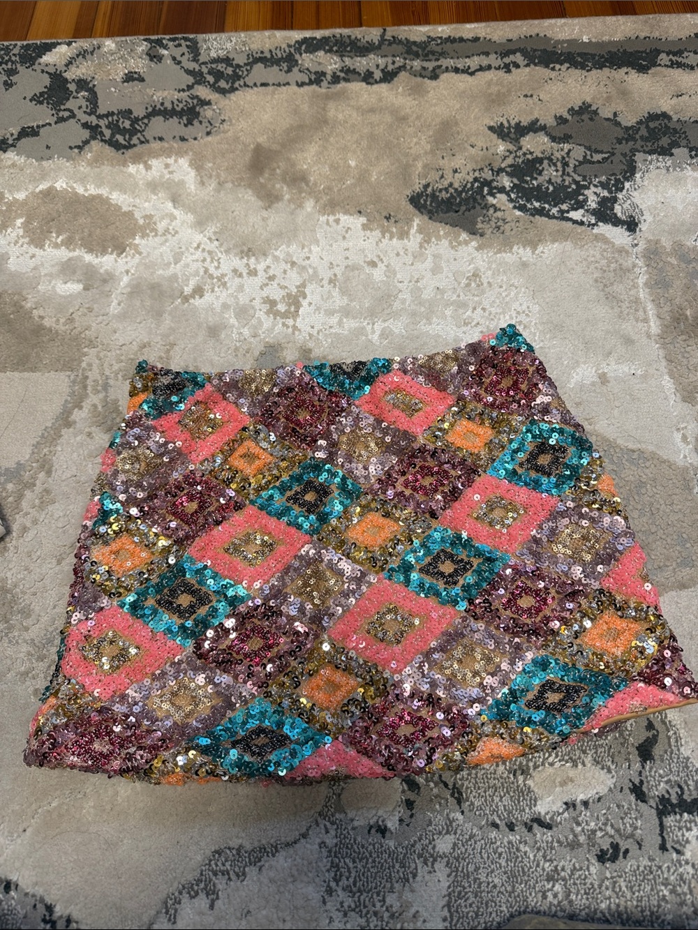 SHEIN Multicolor Sequin Geometric Mini Skirt